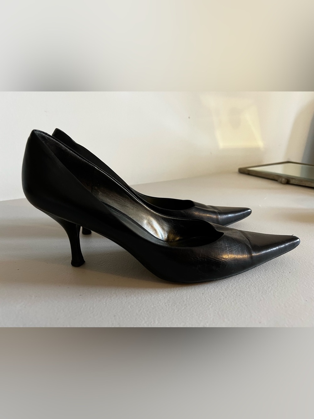 Nine West Black Pointed-Toe Leather Pumps